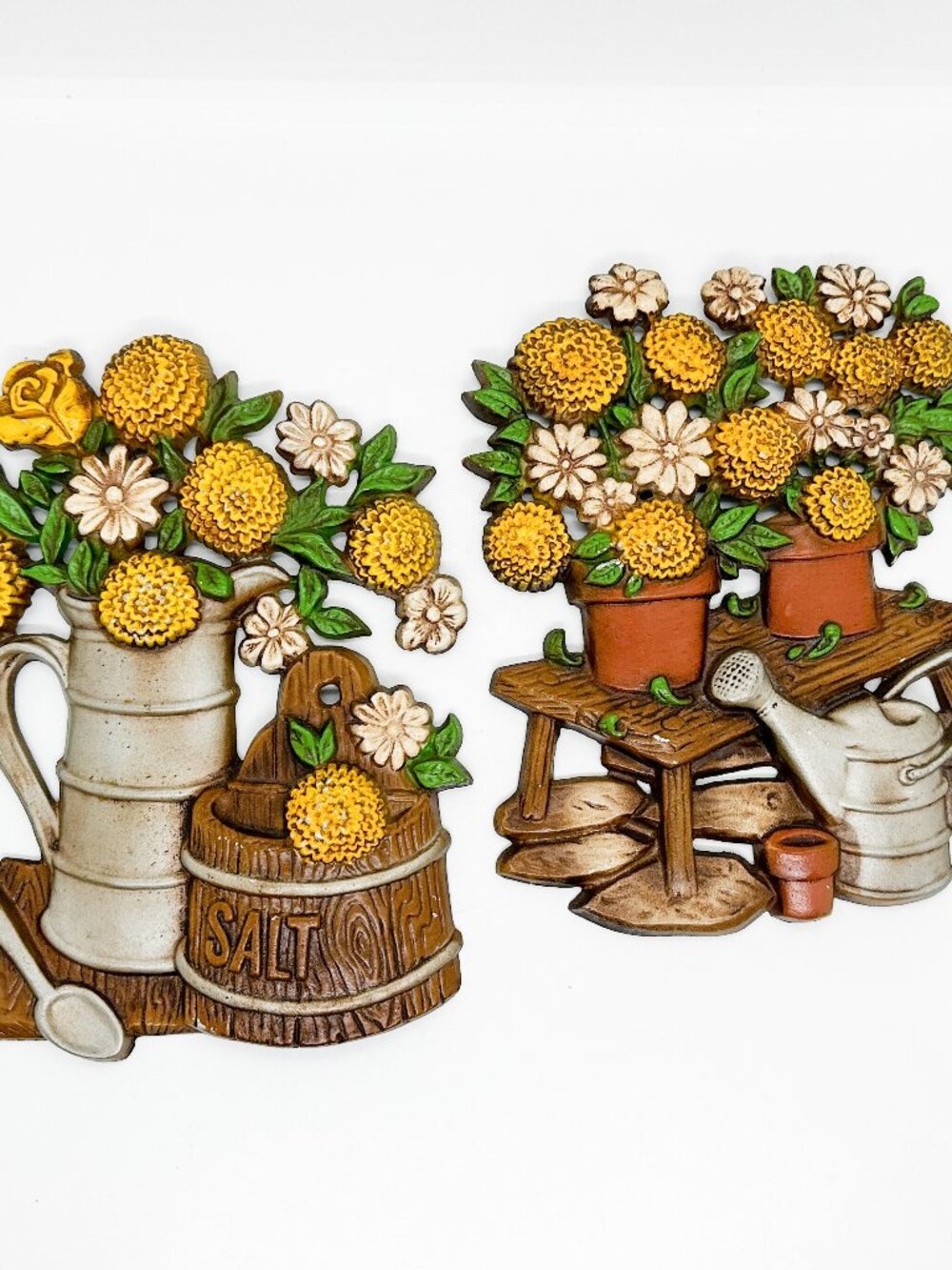 Vintage Metal Flower Floral Wall Hanging Cottagecore Farm Country Garden Kitchen